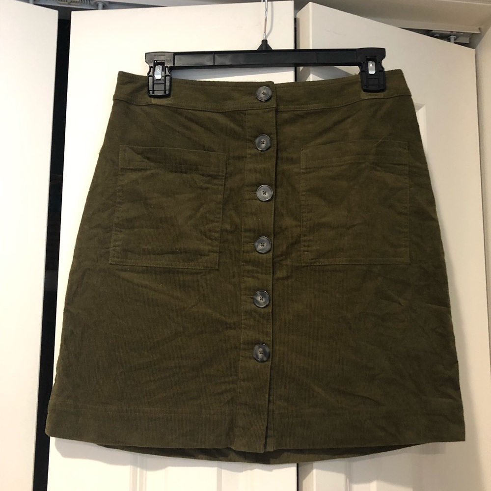 Dark green button down skirt